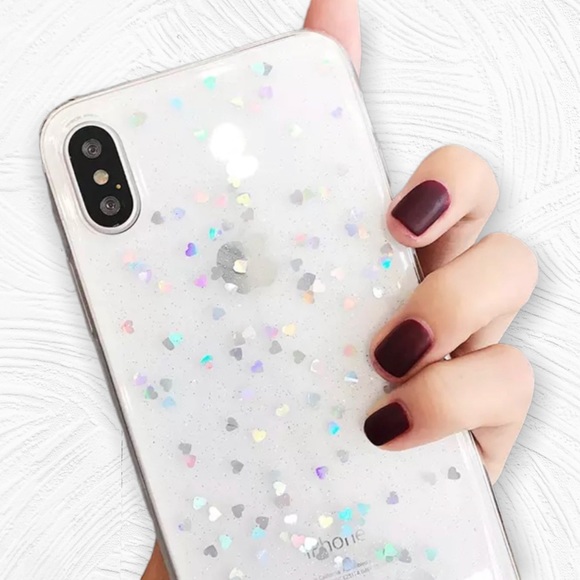 SOLD NEW iPhone 7+/8 Glitter Hearts Thick Soft Shock Absorbent Case - Picture 2 of 3